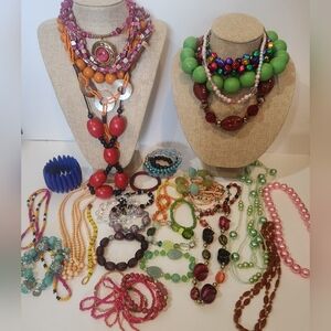 Large Jewelry Lot Vintage To Now 2 Lbs 15oz Chunky Colorful Wearable 33 Pieces